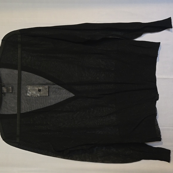 Cache Black Sheer Metallic V-Neck Button Cardigan Sz L NWT - Picture 5 of 7
